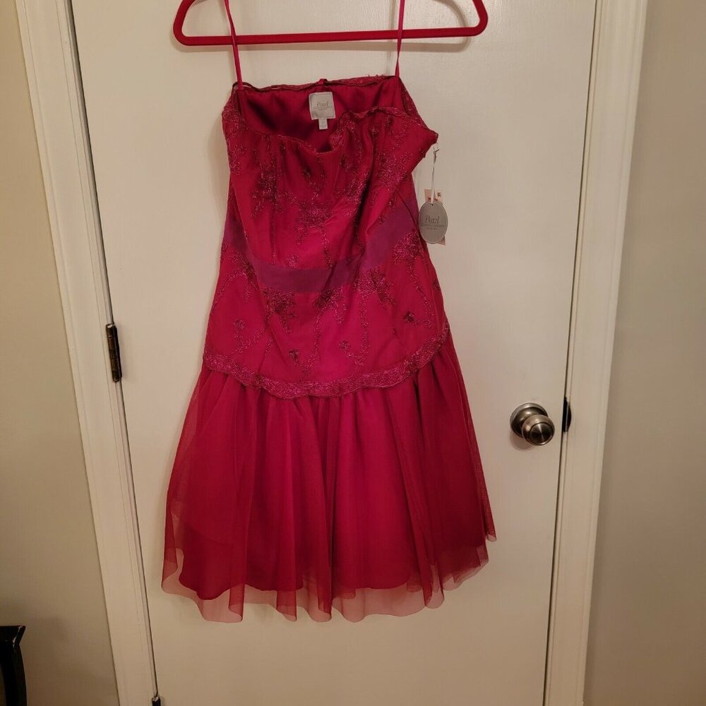NWT Pearl by Marchesa Hot Pink Tulle Cocktail Dress 12